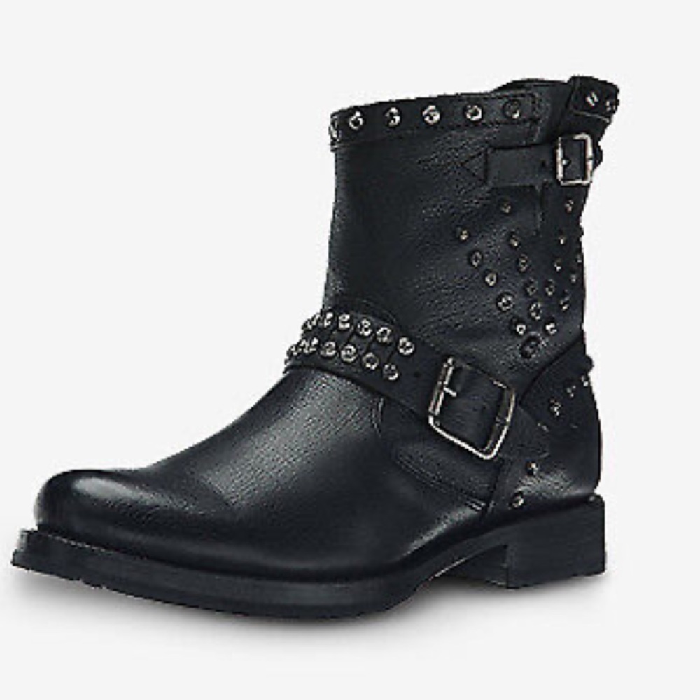 Frye Black Veronica Studded Harness Boots